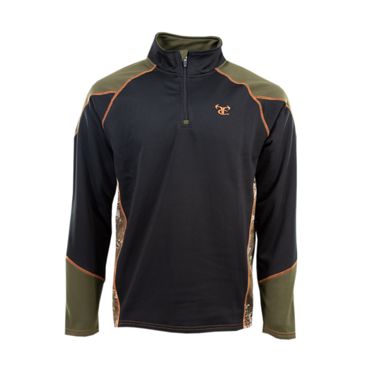 1/4 Zip Pullover- Black/Strata