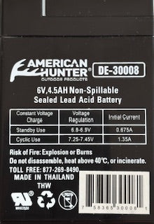 American Hunter 6 Volt 4.5 AMP HR Rechargeable Battery